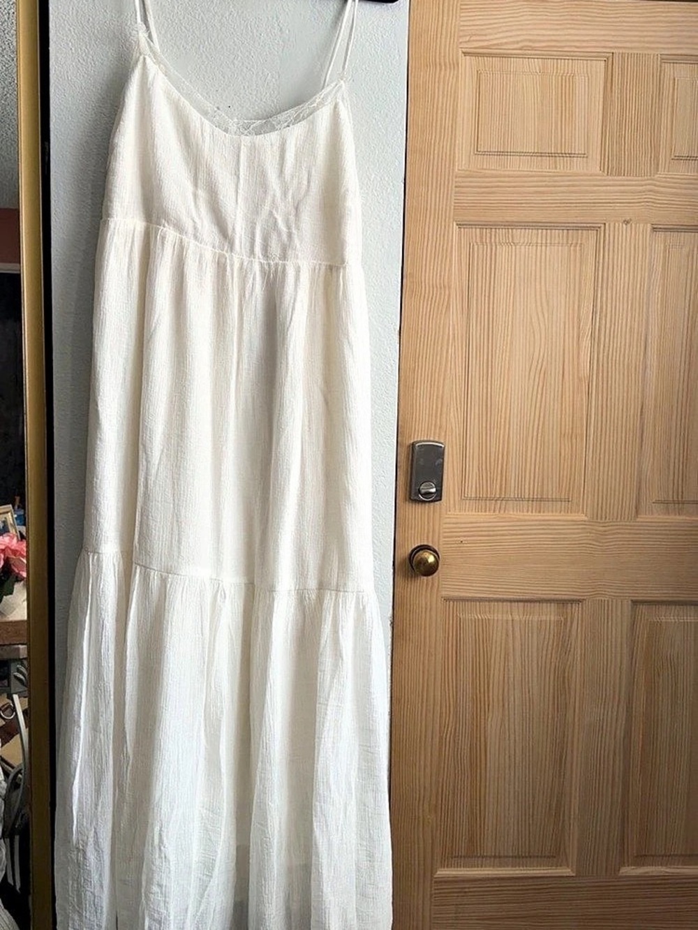 Lush Maxi Tiered Camisole Dress in White Size Medium Like New